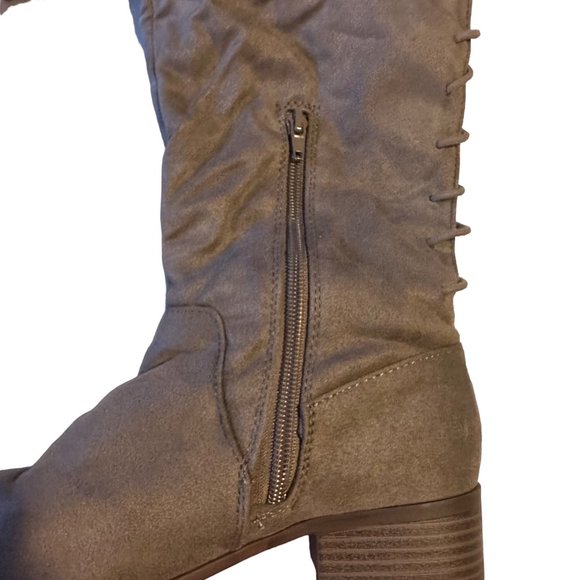 J.Adams knee hight lace back zip side grey boots side 7 - Picture 5 of 7